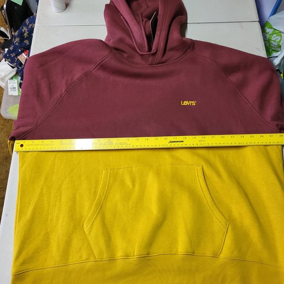 NWT Levi's Men's Hoodie - Gold & Maroon -Relaxed‎ Fit - XXL Long Sleeve Pullover - Picture 14 of 16